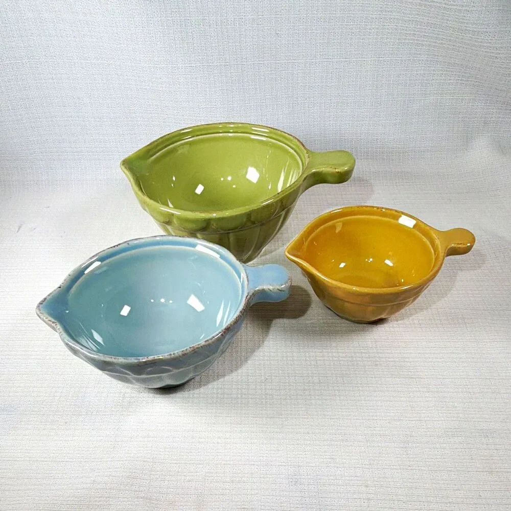 Southern Living Willow House Hyacinth Ceramic Measuring Cups Set of 3 - Portugal
